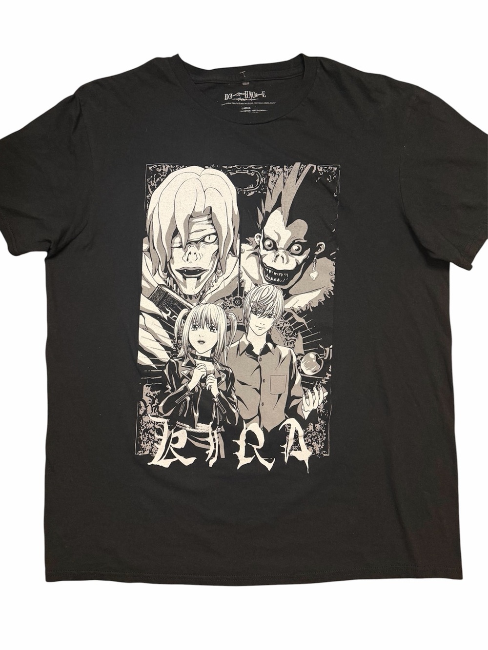 Spencers - Death Note Anime Graphic Black T-Shirt KIRA UNISEX sz. L